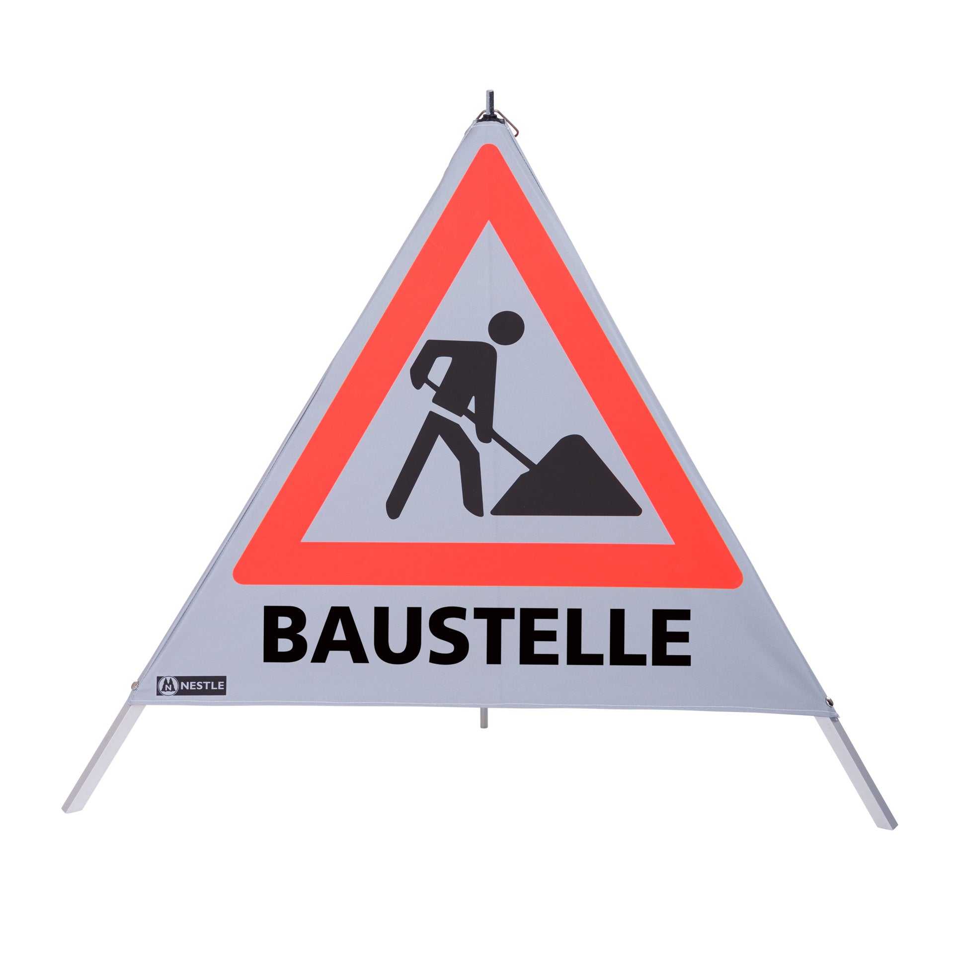 NESTLE Warnpyramide 90 cm, Schaufelmann (VZ123), retroreflektierend, mit Mittelfuß NESTLE Warnpyramide 90 cm, Schaufelmann (VZ123), retroreflektierend, mit Mittelfuß
